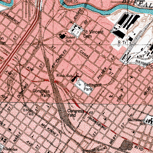 Topographic Map of Rusk School, TX