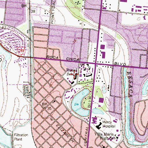 Topographic Map of Russel School, TX