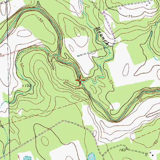 Topographic Map of Ryan Branch, TX