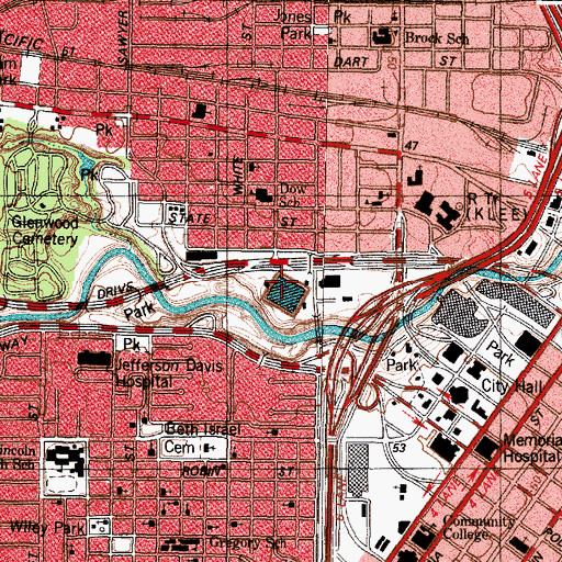 Topographic Map of Sabine Park, TX