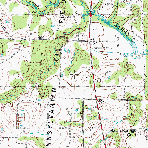 Topographic Map of Sadler-Moulder Mineral Oil Field, TX