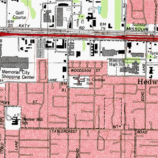Topographic Map of Saint Cecilias School, TX