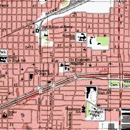 Topographic Map of Saint Elizabeth Hospital, TX