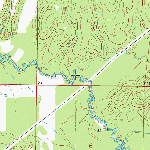 Topographic Map of Cow Creek, AL
