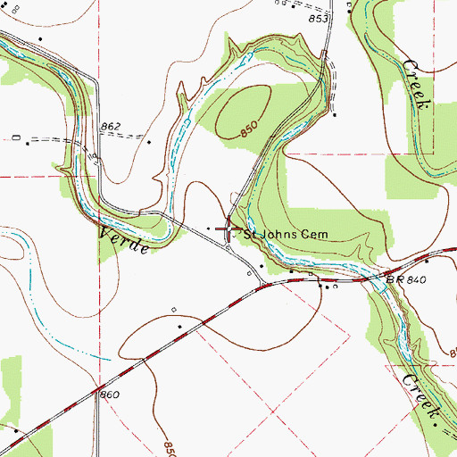 Topographic Map of Saint Johns Cemetery, TX