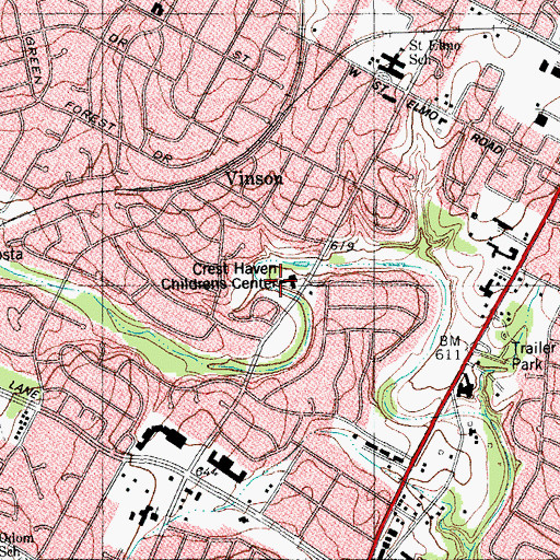 Topographic Map of Saint Judes Nursing Home, TX
