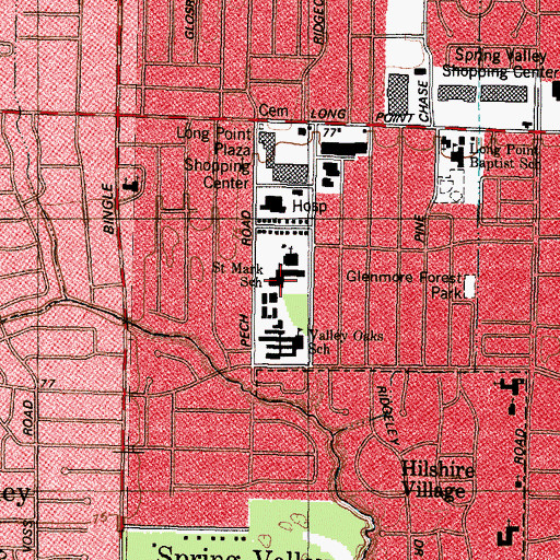 Topographic Map of Saint Mark School, TX