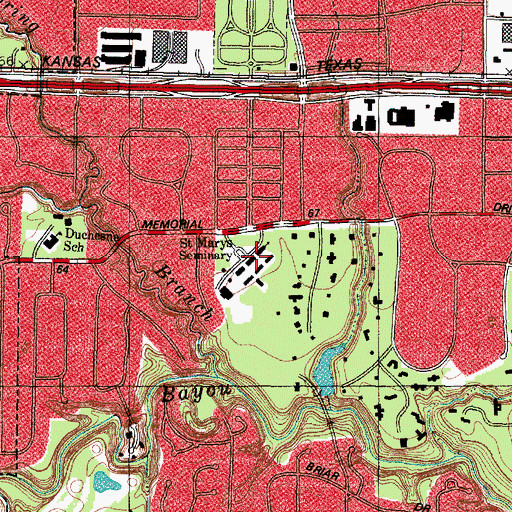 Topographic Map of Saint Marys Seminary, TX