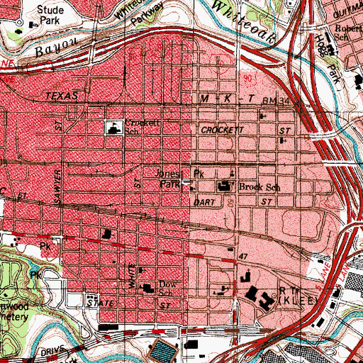 Topographic Map of Saint Paul School, TX