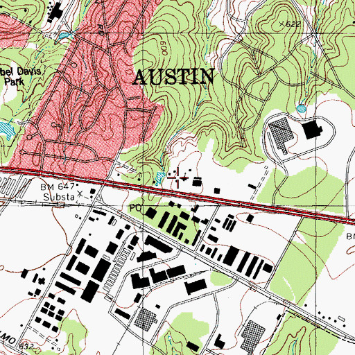 Topographic Map of Saint Peters Church, TX
