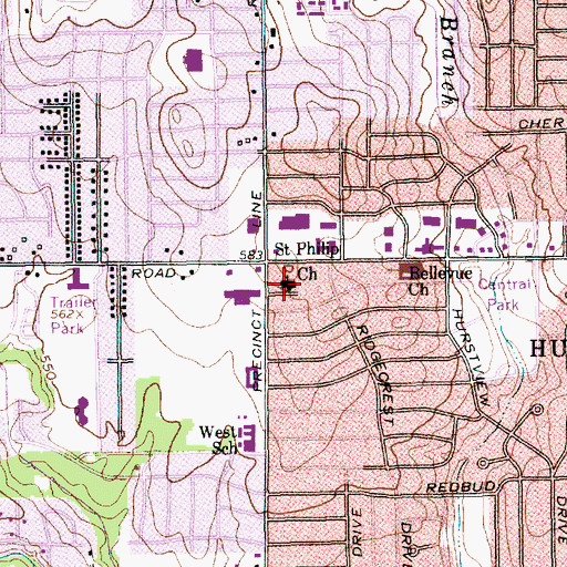 Topographic Map of Saint Philip Church, TX