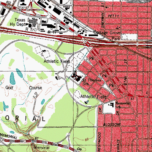 Topographic Map of Saint Theresa School, TX