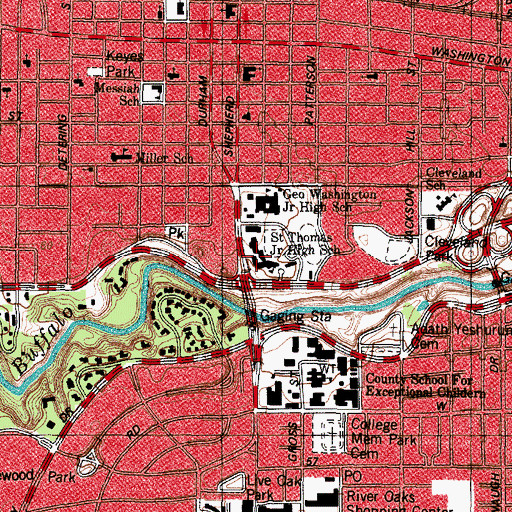 Topographic Map of Saint Thomas Junior High School, TX