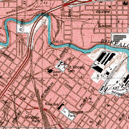 Topographic Map of Saint Vincent Cemetery, TX