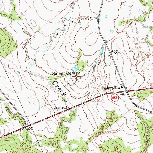 Topographic Map of Salem Cemetery, TX