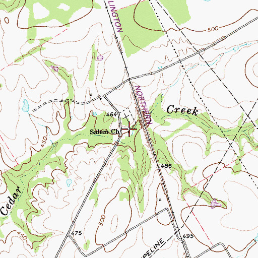 Topographic Map of Salem Church, TX