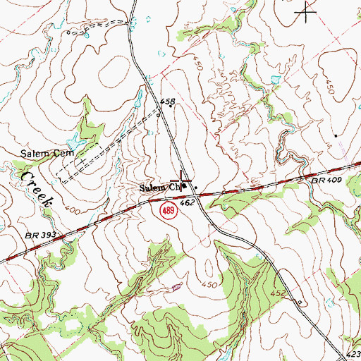 Topographic Map of Salem Church, TX