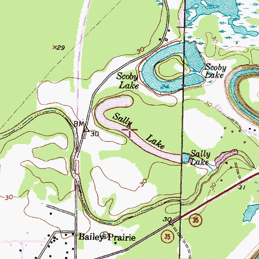 Topographic Map of Sally Lake, TX