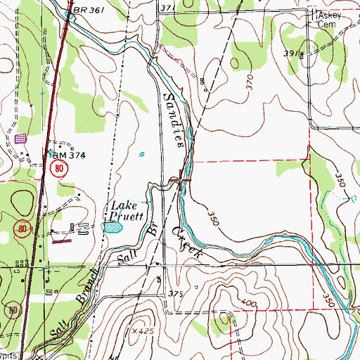 Topographic Map of Salt Branch, TX