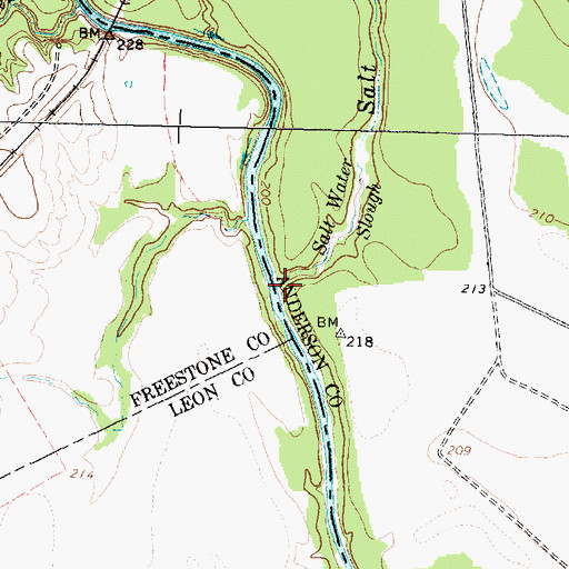 Topographic Map of Salt Water Slough, TX