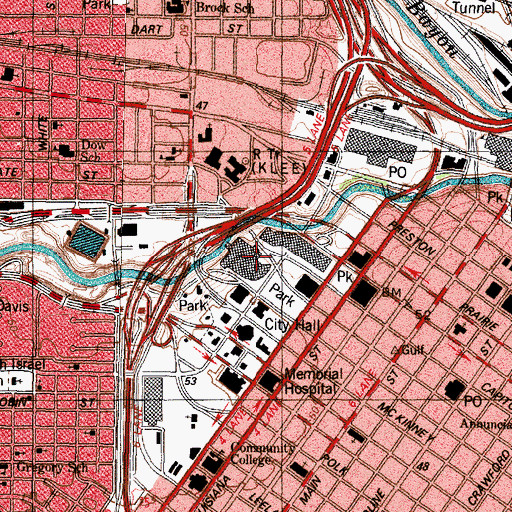 Topographic Map of Sam Houston Coliseum, TX