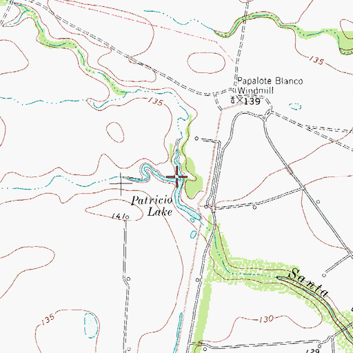 Topographic Map of San Andreas Creek, TX