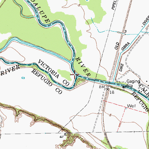 Topographic Map of San Antonio River, TX