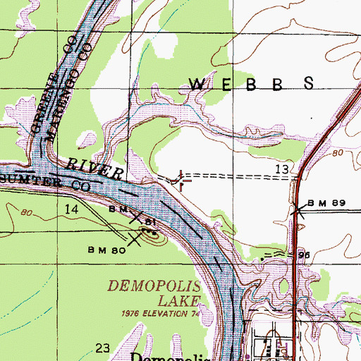 Topographic Map of Demopolis Upper Landing, AL
