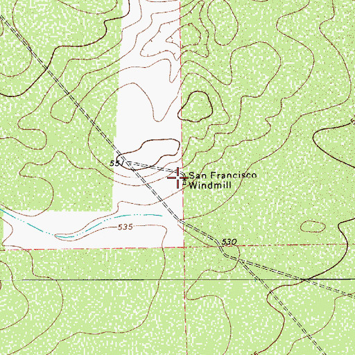 Topographic Map of San Francisco Windmill, TX
