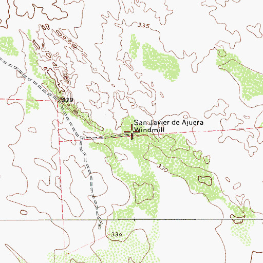 Topographic Map of San Javier de Ajuera Windmill, TX