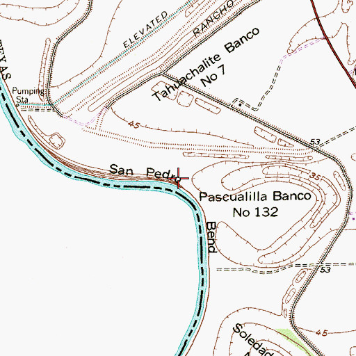 Topographic Map of San Pedro Bend, TX