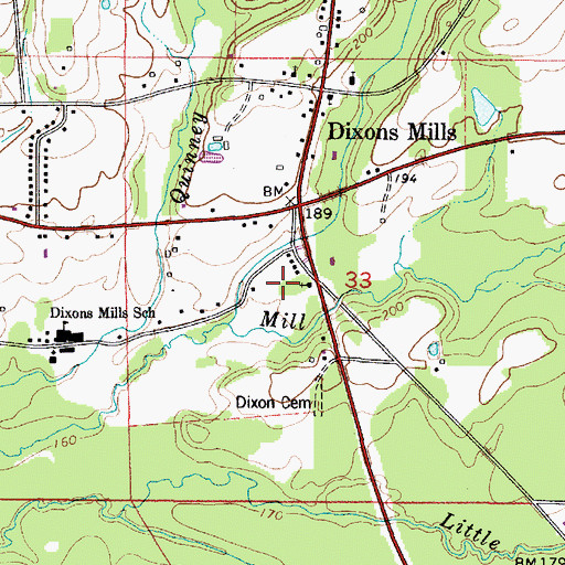Topographic Map of Dixons Mills Station (historical), AL