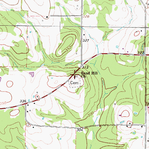 Topographic Map of Sand Hill Church, TX