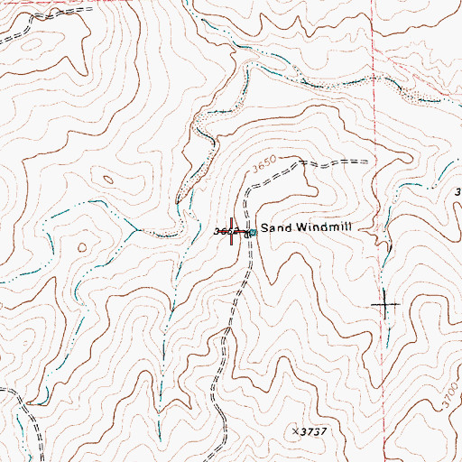 Topographic Map of Sand Windmill, TX