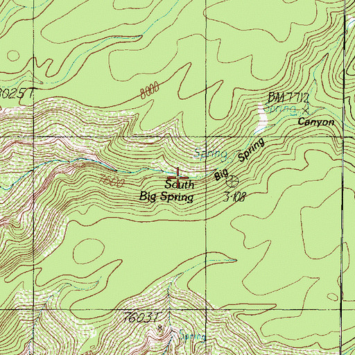 Topographic Map of Big Spring Canyon, AZ