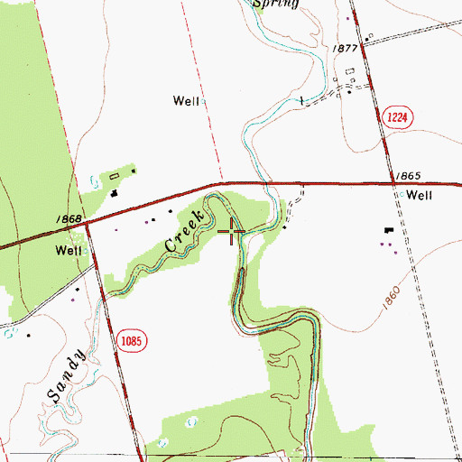 Topographic Map of Sandy Creek, TX