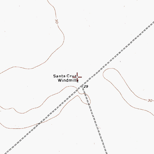Topographic Map of Santa Cruz Windmill, TX
