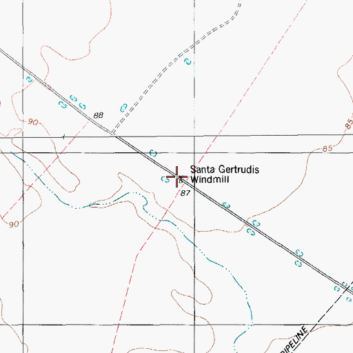 Topographic Map of Santa Gertrudis Windmill, TX