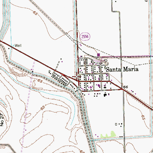 Topographic Map of Santa Maria, TX