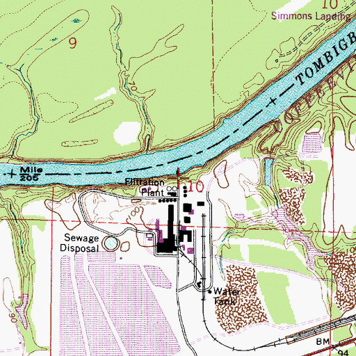 Topographic Map of Ellis Landing (historical), AL