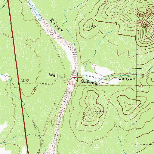 Topographic Map of Sawmill Canyon, TX