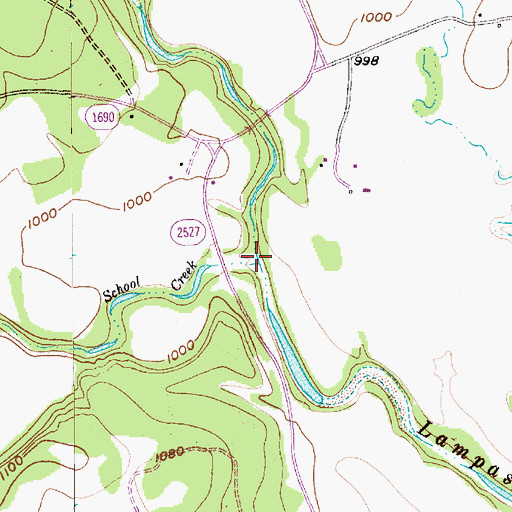 Topographic Map of School Creek, TX