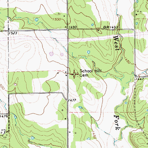 Topographic Map of School Hill Cemetery, TX