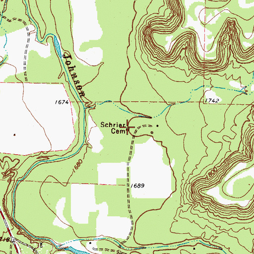 Topographic Map of Schrier Cemetery, TX