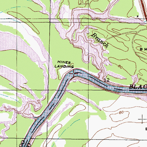 Topographic Map of Glovers Ferry (historical), AL