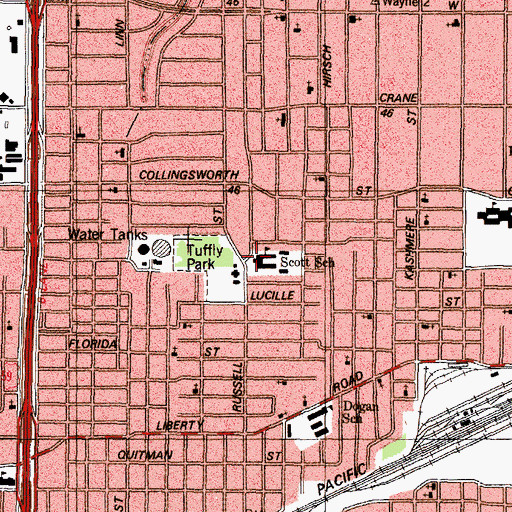 Topographic Map of Scott School, TX