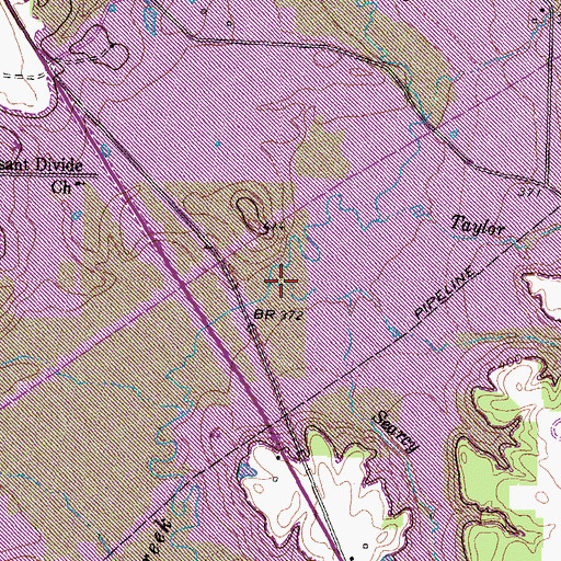 Topographic Map of Searcy Branch, TX