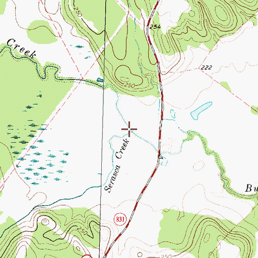 Topographic Map of Serasca Creek, TX