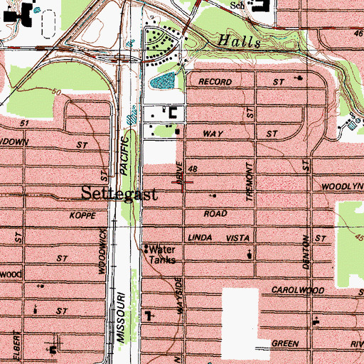 Topographic Map of Settegast, TX