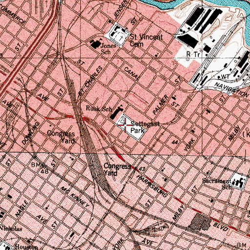 Topographic Map of Settegast Park, TX